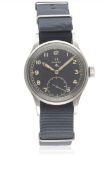 A GENTLEMAN'S STAINLESS STEEL BRITISH MILITARY OMEGA W.W.W. WRIST WATCH CIRCA 1940s, PART OF THE 