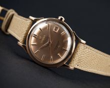 A FINE GENTLEMAN'S 18K SOLID PINK GOLD OMEGA CONSTELLATION CALENDAR WRIST WATCH CIRCA 1960, REF.