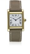 A GENTLEMAN'S 18K SOLID GOLD CARTIER TANK NORMALE WRIST WATCH CIRCA 1980s Movement: Manual wind,