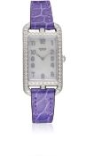 A LADIES STAINLESS STEEL & DIAMOND HERMES NANTUCKET WRIST WATCH CIRCA 2015, REF. NA2.230 WITH MOTHER