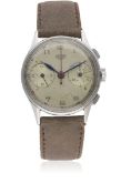 A GENTLEMAN'S STAINLESS STEEL HEUER CHRONOGRAPH WRIST WATCH CIRCA 1940s Movement: Manual wind,