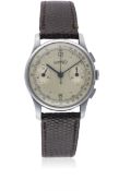 A GENTLEMAN'S CHROME PLATED EBERHARD & CO CHRONOGRAPH WRIST WATCH CIRCA 1940s Movement: Manual wind,