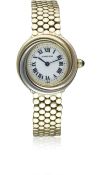 A FINE LADIES THREE COLOUR 18K SOLID GOLD CARTIER TRINITY BRACELET WATCH CIRCA 2000, REF. 2357