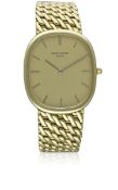 A FINE GENTLEMAN'S 18K SOLID GOLD PATEK PHILIPPE ELLIPSE AUTOMATIC BRACELET WATCH DATED 1991, REF.