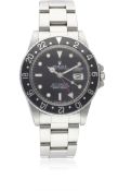 A GENTLEMAN'S STAINLESS STEEL ROLEX OYSTER PERPETUAL GMT MASTER BRACELET WATCH CIRCA 1984, REF.