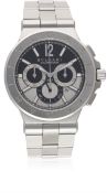A GENTLEMAN'S STEEL & WHITE GOLD BULGARI DIAGONO CALIBRO 303 AUTOMATIC CHRONOGRAPH BRACELET WATCH