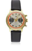 A GENTLEMAN'S GOLD PLATED LIP CHRONOGRAPH WRIST WATCH CIRCA 1970, WITH 