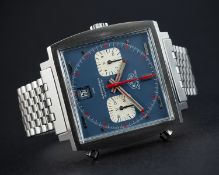 A RARE GENTLEMAN'S STAINLESS STEEL HEUER MONACO 