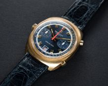 A RARE GENTLEMAN'S 18K SOLID GOLD BREITLING CHRONO MATIC CHRONOGRAPH WRIST WATCH CIRCA 1972, REF.