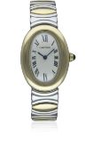 A LADIES 18K SOLID GOLD & STEEL CARTIER BAIGNOIRE BRACELET WATCH CIRCA 1990s, REF. 8057910 Movement: