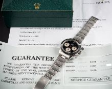 A RARE GENTLEMAN'S STAINLESS STEEL ROLEX OYSTER COSMOGRAPH DAYTONA BRACELET WATCH CIRCA 1973, REF.