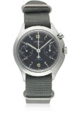 A GENTLEMAN'S STAINLESS STEEL BRITISH MILITARY LEMANIA SINGLE BUTTON ROYAL NAVY CHRONOGRAPH WRIST