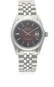 A GENTLEMAN'S STEEL & WHITE GOLD ROLEX OYSTER PERPETUAL DATEJUST BRACELET WATCH CIRCA 1970s, REF.