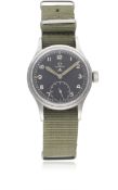 A GENTLEMAN'S STAINLESS STEEL BRITISH MILITARY OMEGA W.W.W. WRIST WATCH CIRCA 1940s, PART OF THE 