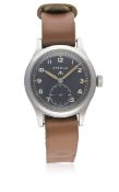 A RARE GENTLEMAN'S STAINLESS STEEL BRITISH MILITARY ETERNA W.W.W. WRIST WATCH CIRCA 1940s, PART OF