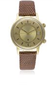 A GENTLEMAN'S 18K SOLID GOLD JAEGER LECOULTRE MEMOVOX AUTOMATIC ALARM WRIST WATCH CIRCA 1970, REF.