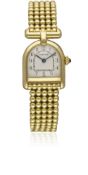 A RARE LADIES 18K SOLID GOLD CARTIER PARIS CALANDRE BRACELET WATCH CIRCA 1990s Movement: Quartz,