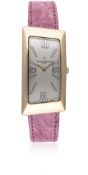 A LADIES 18K SOLID ROSE GOLD VACHERON CONSTANTIN GRAND CURVED WRIST WATCH CIRCA 2010, REF. 25010