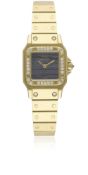 A LADIES 18K SOLID GOLD CARTIER SANTOS BRACELET WATCH CIRCA 1990s, WITH STONE DIAL Movement: