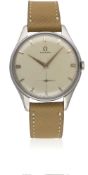 A RARE GENTLEMAN'S LARGE SIZE STAINLESS STEEL OMEGA WRIST WATCH CIRCA 1952, REF. 2505-27 WITH 