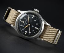 A RARE GENTLEMAN'S STAINLESS STEEL BRITISH MILITARY IWC MARK 11 RAF PILOTS WRIST WATCH DATED 1950