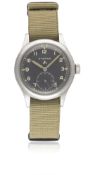 A RARE GENTLEMAN'S STAINLESS STEEL BRITISH MILITARY ETERNA W.W.W. WRIST WATCH CIRCA 1940s, PART OF