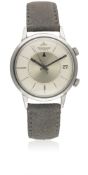 A GENTLEMAN'S STAINLESS STEEL JAEGER LECOULTRE MEMOVOX AUTOMATIC ALARM WRIST WATCH CIRCA 1960s