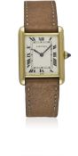 A GENTLEMAN'S 18K SOLID GOLD CARTIER PARIS TANK WRIST WATCH CIRCA 1970s Movement: 17J, manual