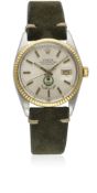 A RARE GENTLEMAN'S STEEL & GOLD ROLEX OYSTER PERPETUAL DATEJUST WRIST WATCH CIRCA 1983, REF. 16013