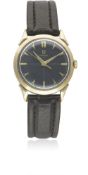 A GENTLEMAN'S 9CT SOLID GOLD OMEGA WRIST WATCH CIRCA 1954, REF. 139199 WITH BLACK 
