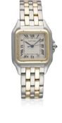 A GENTLEMAN'S STEEL & GOLD CARTIER PANTHERE BRACELET WATCH CIRCA 1990s Movement: Quartz, signed