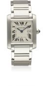 A MID SIZE STAINLESS STEEL CARTIER TANK FRANCAISE BRACELET WATCH CIRCA 2000s, REF. 2465 Movement: