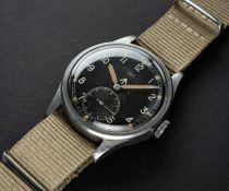 A RARE GENTLEMAN'S STAINLESS STEEL BRITISH MILITARY IWC MARK 10 W.W.W. WRIST WATCH CIRCA 1940s, PART