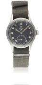 A GENTLEMAN'S STAINLESS STEEL BRITISH MILITARY OMEGA W.W.W. WRIST WATCH CIRCA 1940s, PART OF THE 