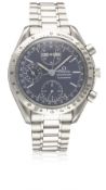 A GENTLEMAN'S STAINLESS STEEL OMEGA SPEEDMASTER TRIPLE CALENDAR AUTOMATIC CHRONOGRAPH BRACELET WATCH