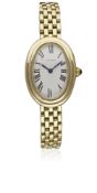 A FINE & RARE LADIES 18K SOLID GOLD CARTIER PARIS BAIGNOIRE BRACELET WATCH CIRCA 1980 Movement: