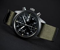 A RARE GENTLEMAN'S CERAMIC IWC DER FLIEGERCHRONOGRAPH WRIST WATCH CIRCA 1990s, REF. 3705 LESS THAN