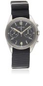 A RARE GENTLEMAN'S STAINLESS STEEL BRITISH MILITARY NEWMARK RAF PILOTS CHRONOGRAPH WRIST WATCH DATED