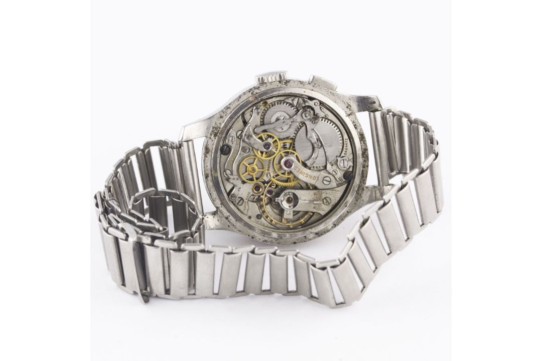 A RARE GENTLEMAN'S STAINLESS STEEL LONGINES FLYBACK CHRONOGRAPH BRACELET WATCH CIRCA 1937, - Image 7 of 10