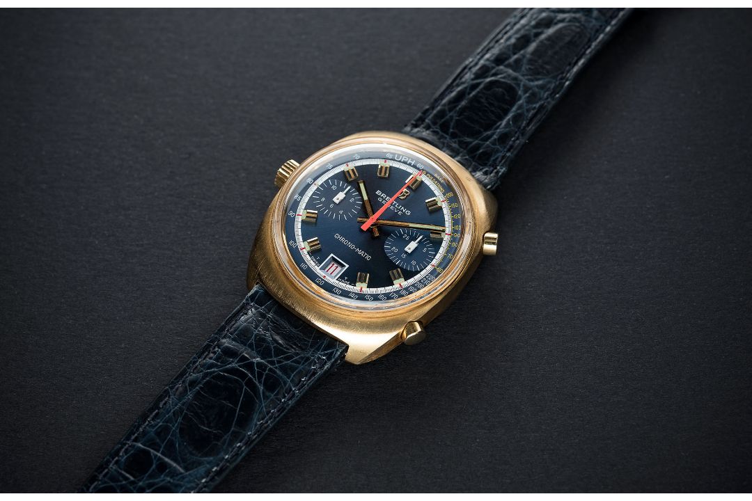 A RARE GENTLEMAN'S 18K SOLID GOLD BREITLING CHRONO MATIC CHRONOGRAPH WRIST WATCH CIRCA 1972, REF. - Image 2 of 2