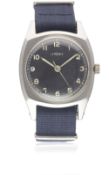 A GENTLEMAN'S STAINLESS STEEL CZECH MILITARY AIR FORCE LEMANIA PILOTS WRIST WATCH CIRCA 1940s