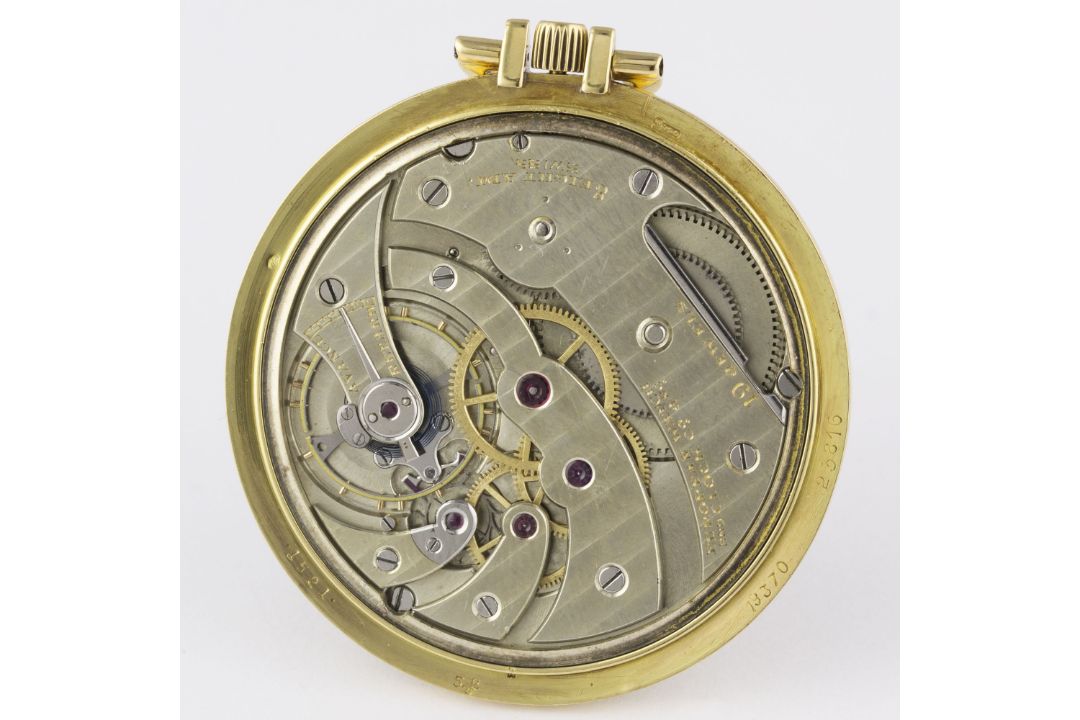 A 18K SOLID GOLD CARTIER POCKET WATCH CIRCA 1932, WITH GUILLOCHE DIAL & LONDON IMPORT HALLMARKS - Image 5 of 8