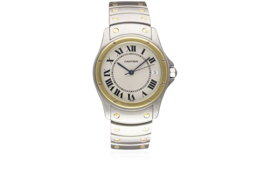 A GENTLEMAN'S STEEL & GOLD CARTIER SANTOS RONDE AUTOMATIC BRACELET WATCH DATED 1997, REF. 1910 - Image 1 of 8