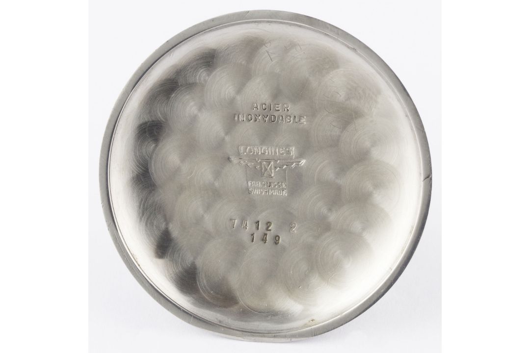 A RARE GENTLEMAN'S STAINLESS STEEL LONGINES FLYBACK CHRONOGRAPH WRIST WATCH CIRCA 1964, REF. 7414 - Image 9 of 11