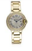 A FINE LADIES 18K SOLID GOLD & DIAMOND CARTIER BALLON BLEU BRACELET WATCH CIRCA 2007, REF. 3006 WITH