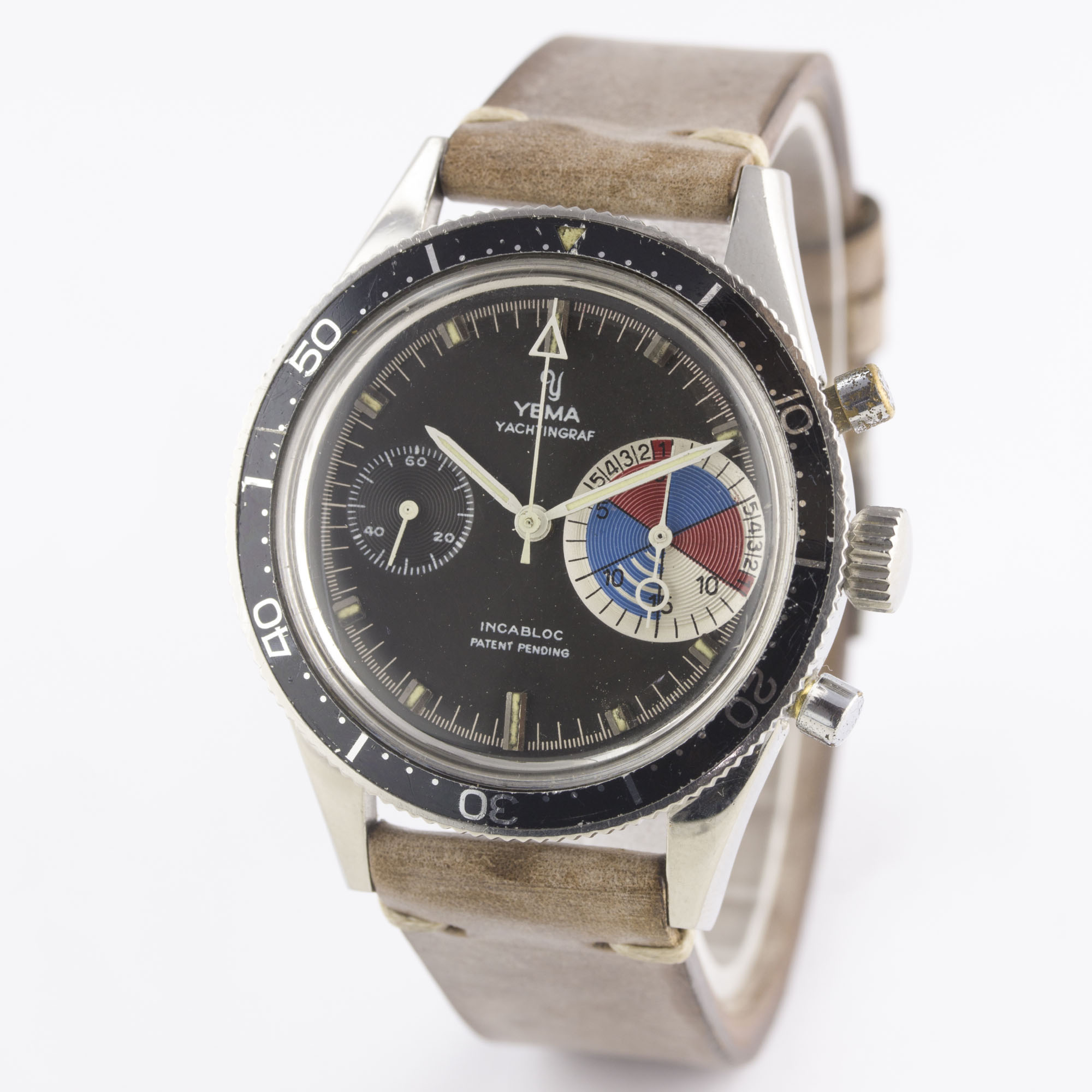 A RARE GENTLEMAN'S STAINLESS STEEL YEMA YACHTINGRAF CHRONOGRAPH WRIST WATCH CIRCA 1967 Movement: - Image 5 of 11