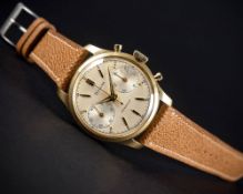 A FINE GENTLEMAN'S 18K SOLID GOLD BULOVA WATERPROOF CHRONOGRAPH WRIST WATCH CIRCA 1960 Movement: