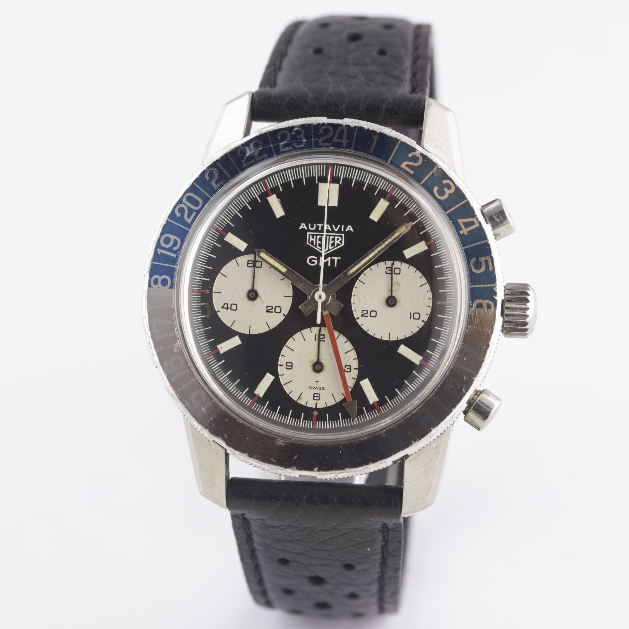 A VERY RARE GENTLEMAN'S STAINLESS STEEL HEUER AUTAVIA GMT CHRONOGRAPH WRIST WATCH  CIRCA 1968, - Image 3 of 9