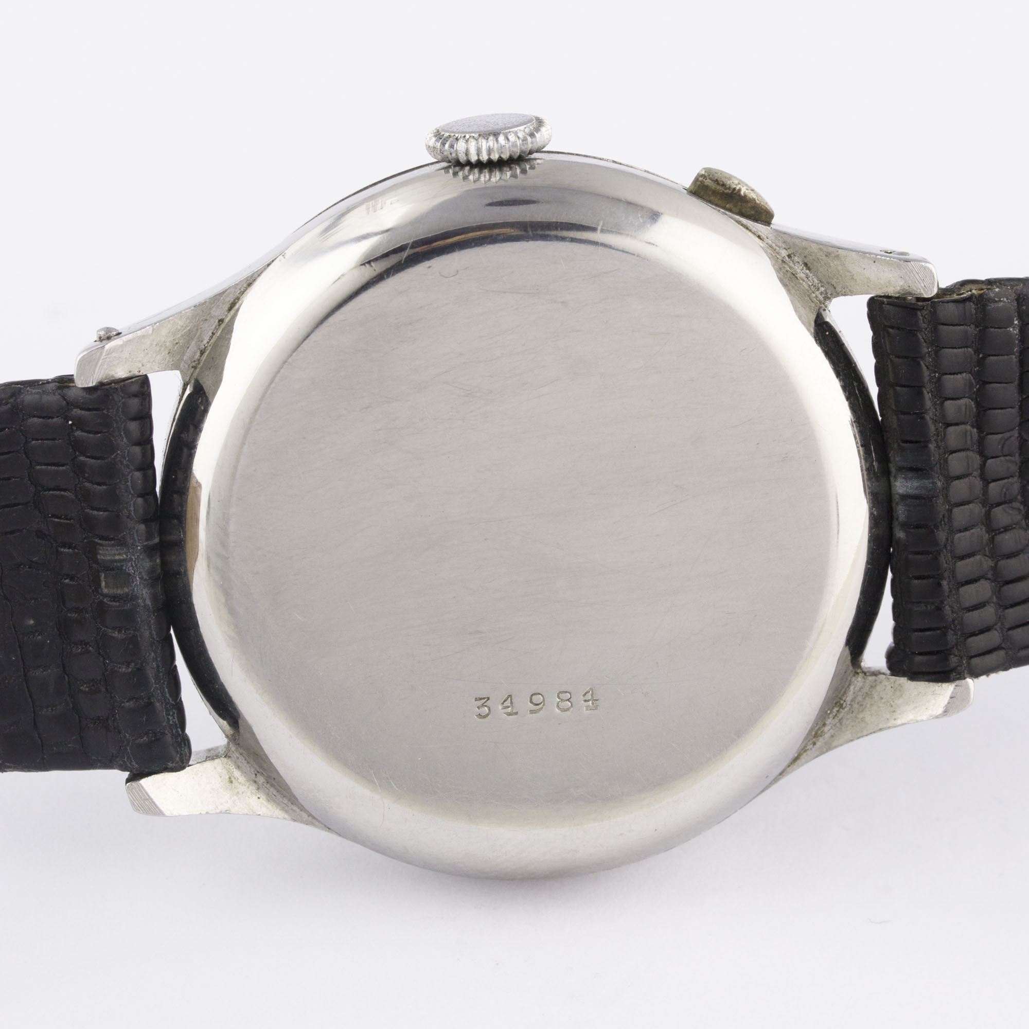 A GENTLEMAN'S LARGE SIZE STAINLESS STEEL SINGLE BUTTON CHRONOGRAPH WRIST WATCH CIRCA 1930s, WITH - Image 6 of 10
