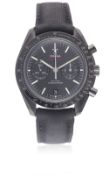 A GENTLEMAN'S BLACK CERAMIC OMEGA SPEEDMASTER 
